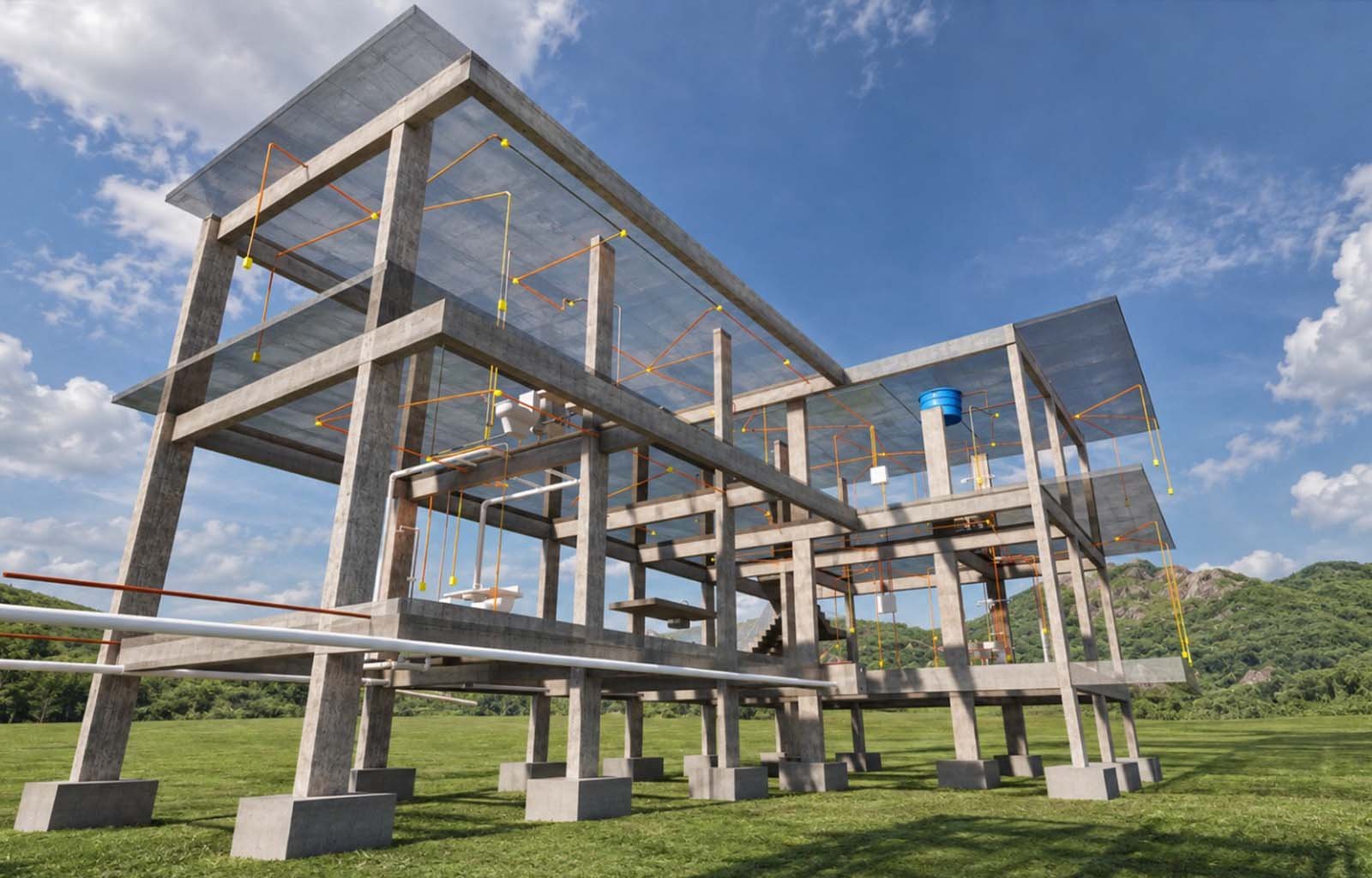 Render BIM da estrutura de concreto